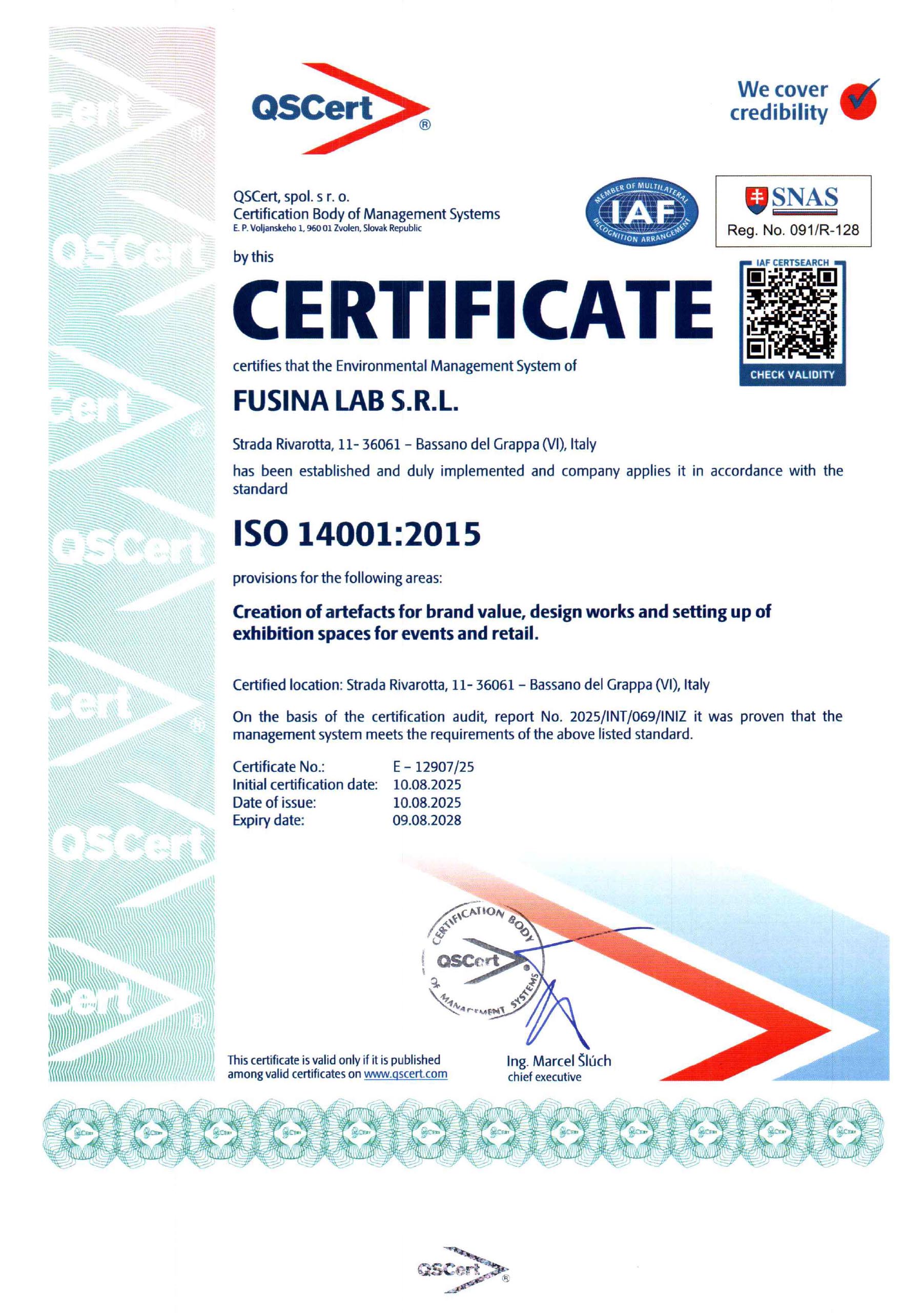 ISO 14001 Certificate
