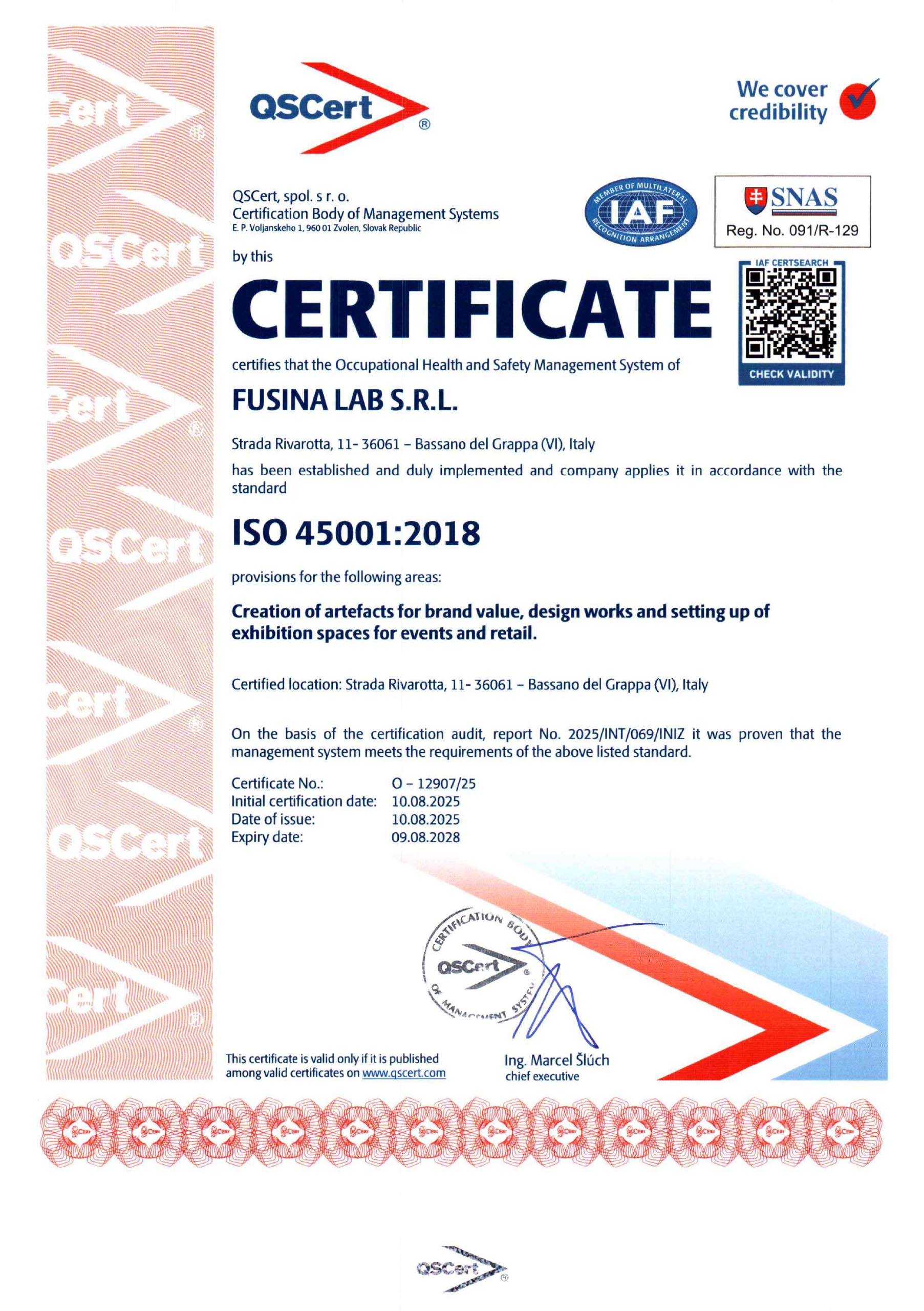 ISO 45001 Certificate