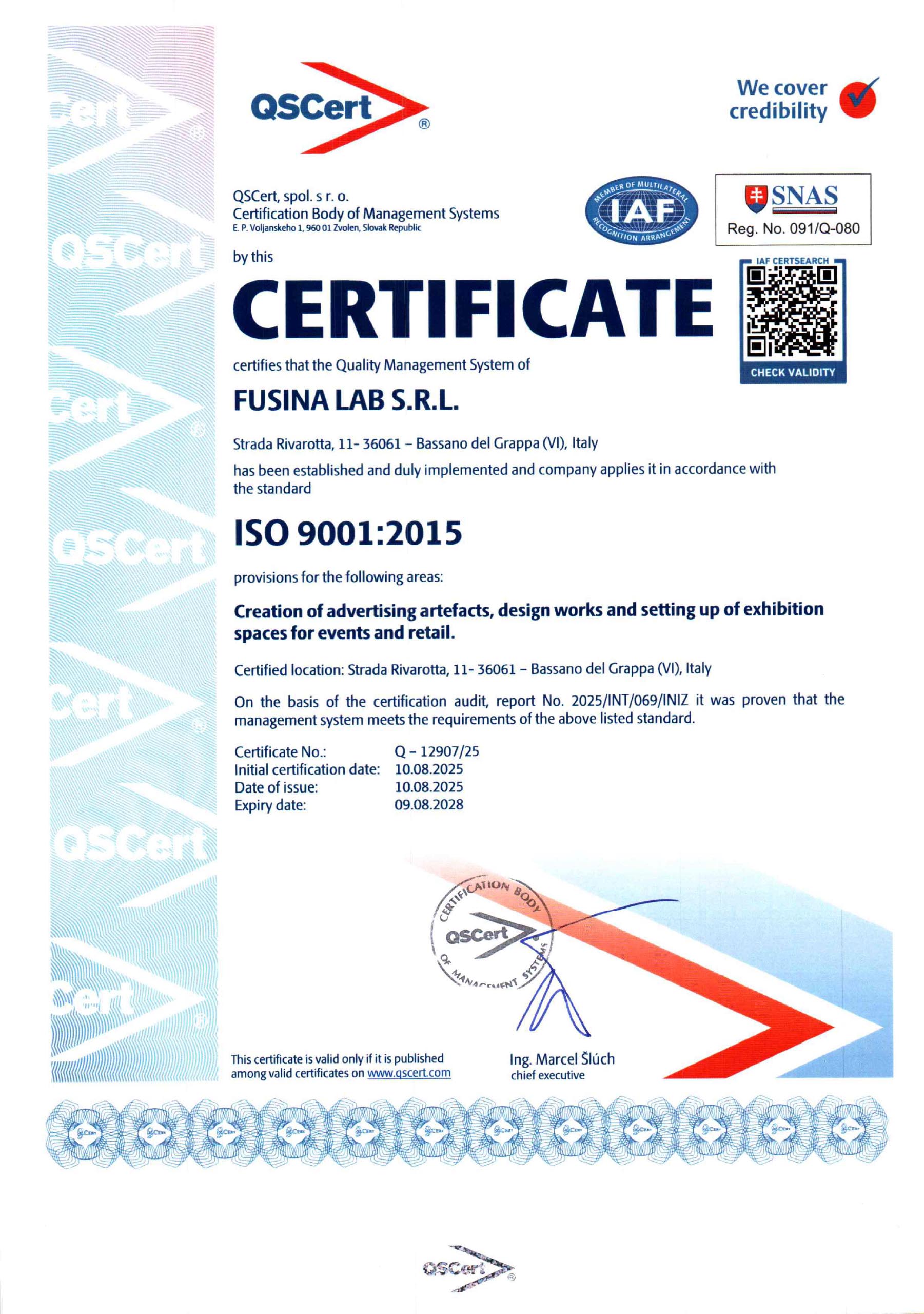 ISO 9001 Certificate